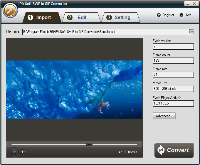 iPixSoft SWF to GIF Converter Screenshot